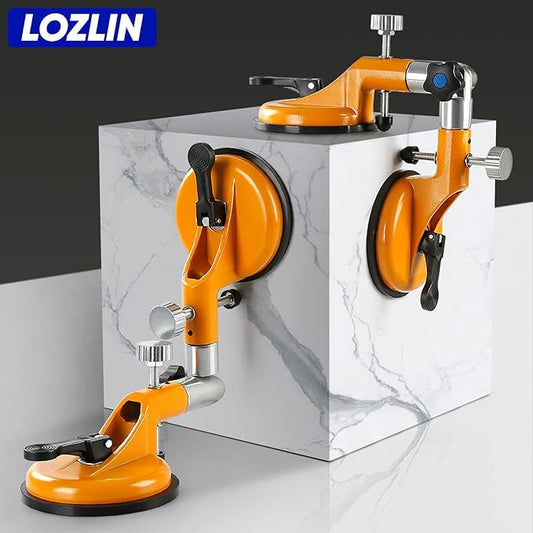 LOZLIN 90°-270° Adjustable Suction Cup Alignment Jig, Seamless Splicing & Leveling Tool for Granite Marble Tile Stone Countertops, Professional Installation Kit Yellow