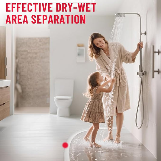 Shower Threshold Water Dam Guard - Self-Adhesive Silicone Waterproof Barrier, Leak-Proof, Flexible, Easy Installation, Customizable Length for Showers, Bathtubs, Sinks, and Countertops by Hzetuu