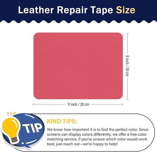 Zenyao Leather Repair Patch Tape - Self Adhesive Leather Repair Kit for Car Seat Furniture, Heavy Duty Vinyl Repair Patch for Couch Sofa, Waterproof Fix for Tears, 8x11 Inch Sheet, 2 Pieces, Hot Pink