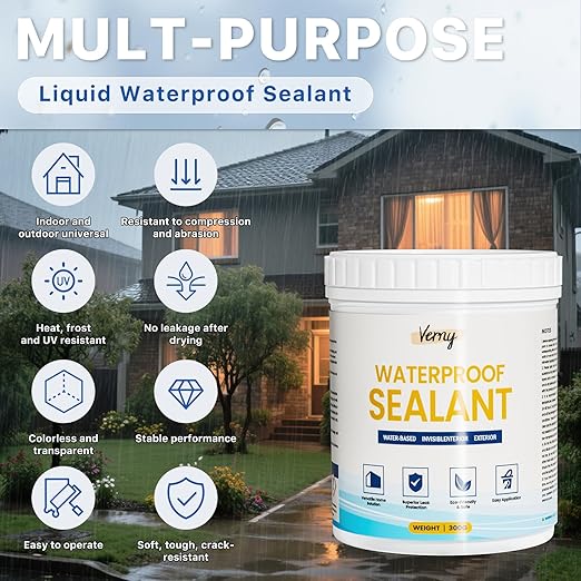 Water-Based Transparent Waterproof Sealant, Invisible Liquid Adhesive, Anti-Leakage Waterproof Coating, Indoor & Outdoor Walls, Bathroom, Kitchen, Garden Leak Sealant (10.5oz)
