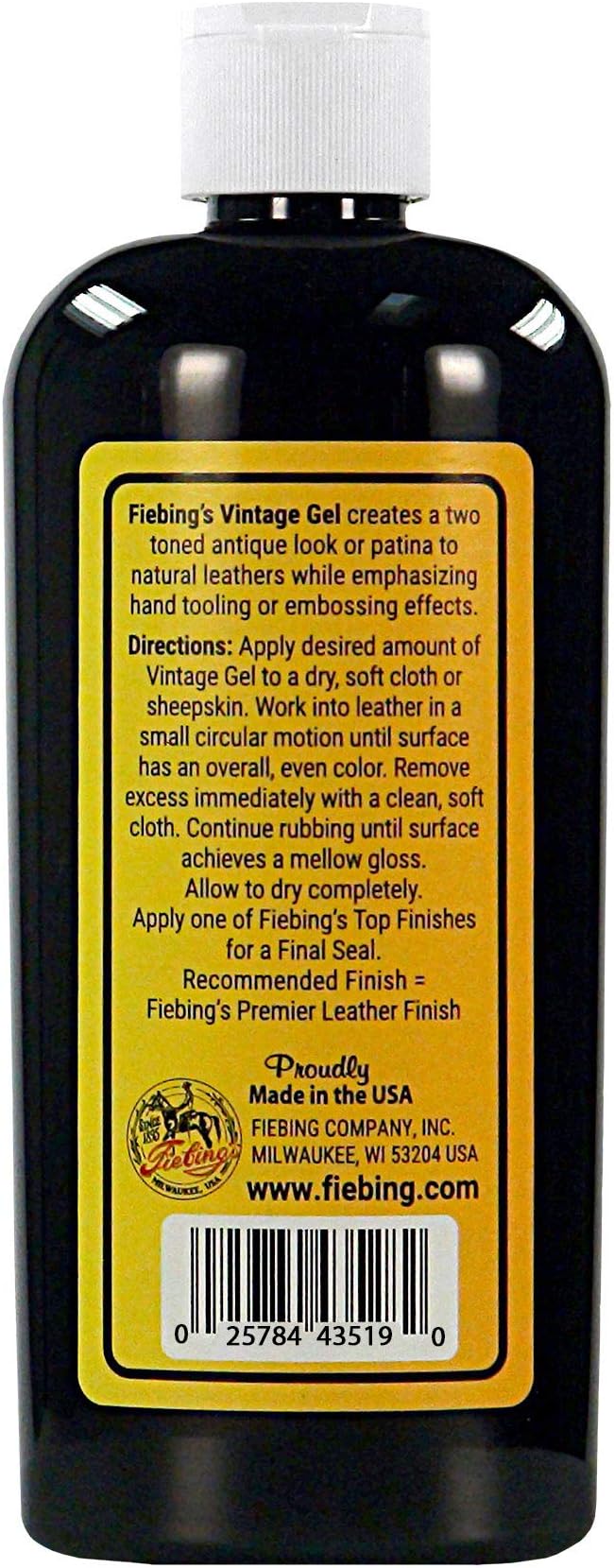 Fiebing's Vintage Gel - Saddle Tan 8oz - Antique Gel for Leather