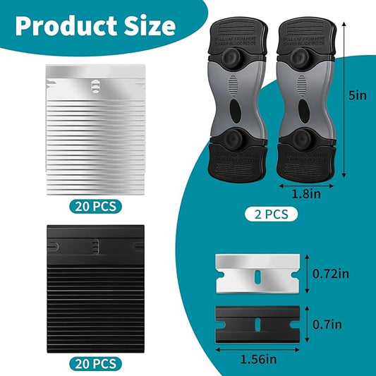 Oven Scraper for Cleaning, Glass Stove Top Scraper for Removes Tough Grease & Carbon Buildup, Multi-Purpose Glass Scraper Tool for Oven, Stovetop, Window, Tile, Floor 2 Pack