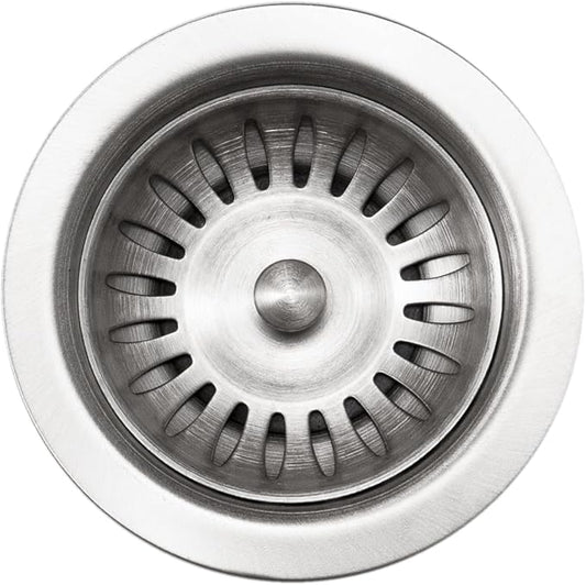 Houzer 190-9180 - 3-1/2 inch Stainless Steel Kitchen Sink Basket Strainer, Durable Food Catcher Stopper for Metal Kitchen Sink, Ideal for Filtering Waste and Preventing Clogs