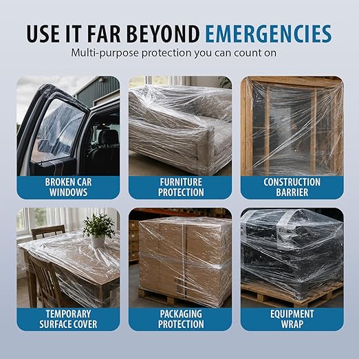 Big Tape Car Wrap – Regular 6ft x 17.5-inch Clear Tape Wrap for Car – Tacky Waterproof Film for Broken Car Window