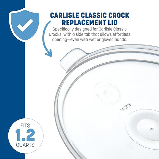Carlisle FoodService Products Replacement Lid Crock Lid for Kitchen, Restaurants, Home, Plastic, 1.2 Quarts, Clear, (Pack of 12)