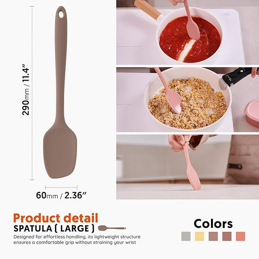 Platinum Silicone Spatula – BPA Free Silicone Spatula for Cooking – Heat Resistant Cooking Utensils for Non Stick Pans – One-Piece Spoonula for Baking, Mixing & More – Kitchen Scraper 11.4” Brown