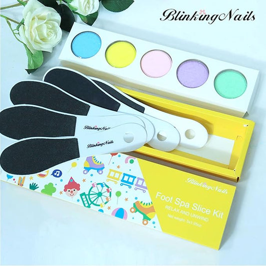 Foot Bath Bombs with 5 Foot Files - 5 Scented Foot Soak Tablets for Dry Cracked Heels, Callus Remover Tool Kit, Relaxing Spa Pedicure Set for Home, Gift for International Women's Day