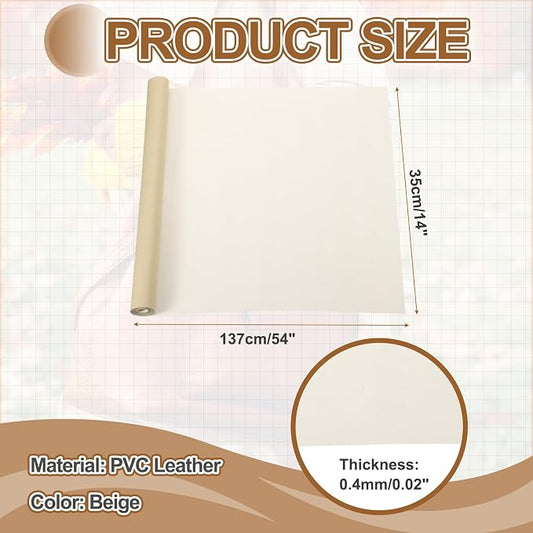 MECCANIXITY Leather Repair Patch 14"x54" Self-Adhesive Leather Vinyl Repair Tape Kit for Furniture Couches Sofa Chair Car Boat Seats Jackets, Beige