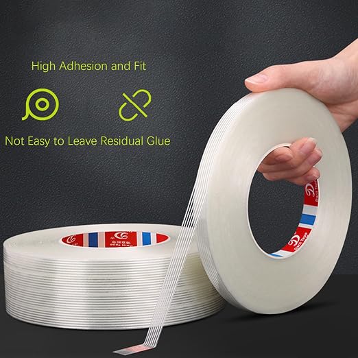 KAIY Strapping Tape 3 Roll Fiberglass Reinforced Packing Tape 1/2 inch | Heavy Duty Filament Packing Tape, Strong Adhesive for Moving Boxes, Shipping Cartons, Bundling & Storage 1/2 inch x 60 yds