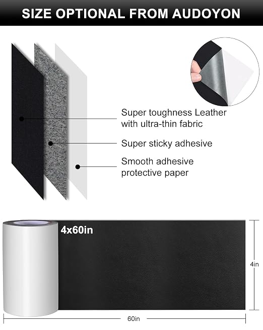 Numola Self-Adhesive Repair Patch, Anti Scratch Sofas Patch for Couch, Car Seat, DIY Furniture Upholstery, Handbags, Jackets (Black)