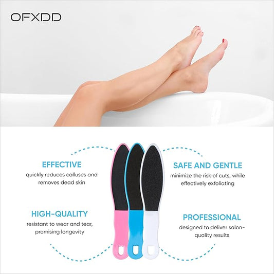 Foot File 12 Pcs - Professional Pedicure Tools for Cracked Heels - Double-Sided Foot Scrubber with Plastic Handle - Rasp Foot Scrubber Dead Skin Remover & Callus