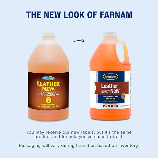 Farnam Leather New Easy-Polishing Glycerine Saddle Soap and Leather Saddle Cleaner, Protects and Preserves Leather, Cleans, Conditions and Polishes, 64 Oz.