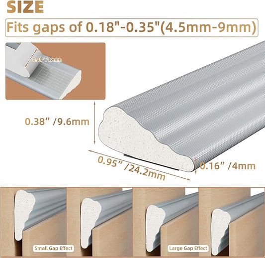 196” Wedge-Shape Foam Window Weather Stripping Door Seal Strip,Soundproofing Frame Insulation Tape for Exterior Front Door,Noise Cancelling Window Inserts,Door Gap Filler Light Blocker,Gray