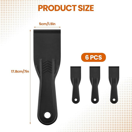 6 PCS Plastic Putty Knife, 2 Inch Black Flexible Putty Knife Scraper, Used for Repairing Walls, Pasting Plaster, Scraping Putty Plastic Putty Knife Scraper
