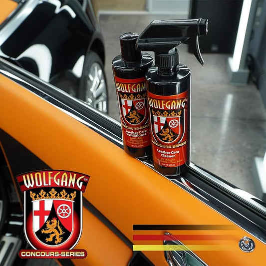WOLFGANG CONCOURS SERIES Leather Care Combo | Leather Cleaner & Conditioner Kit | Safe for Apparel, Furniture, Car Interiors, Shoes, Bags & More | 16oz Bottles | WG-2526