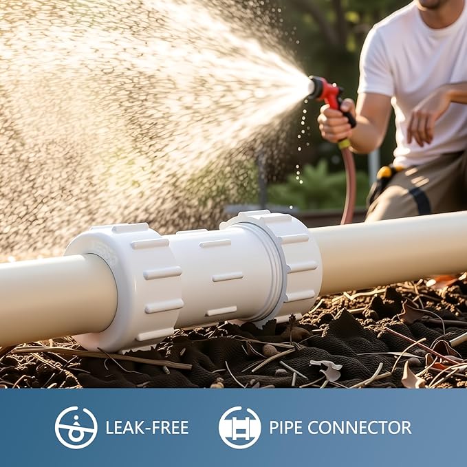 LESSO 2 Inch PVC Compression Coupling (Gasket x Gasket),Leak-Free Pipe Connector for PVC Plumbing & Irrigation