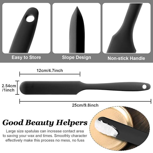 Patelai Non Stick Wax Spatulas Silicone Waxing Sticks Waxing Applicator Hair Removal Large Reusable Scraper Large Area Hard Wax Sticks for Home Salon Body Use Mixing Resin(Black)