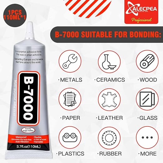 B-7000 Craft Glue for Jewelry Making - 110ml/3.7oz (2 Pack) - Multi-Function B-7000 Super Adhesive Glues Liquid Fusion Glue for Rhinestones Crafts, Clothes Shoes, Fabric, Jewelry Making, Cell Phones