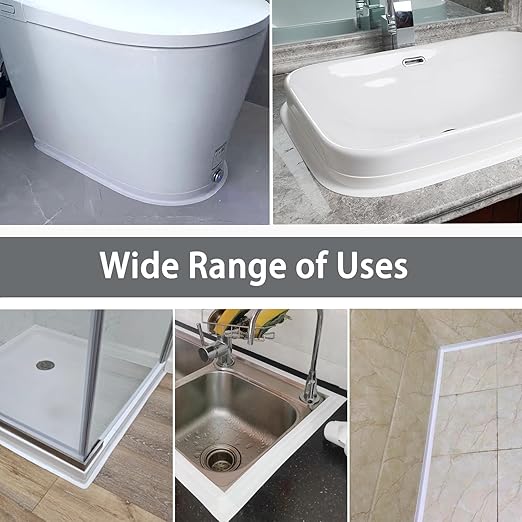Waterproof Caulk Tape - Self Adhesive Toilet Sealer for Bathroom, Bathtub & Floor Wall Edge Protection
