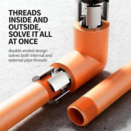 Pvc Pipe Threader, Pipe Tapping and Threading Tool, 4 in 1 Water Pipe Threader, Pipe Thread Cutting Tools for 1/2'' 3/4'' 1'' Dies, External & Internal Pipes Threader, Water Pipe Threading Tool