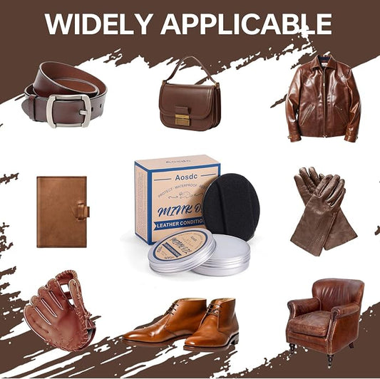 Mink Oil Leather Conditioner and Cleaner 3.52 oz - Premium Waterproof Formula for Leather Cowboy Boots,Natural Waterproof Soften and Restore Shoes, Jackets, Hats, Baseball Gloves, Saddles