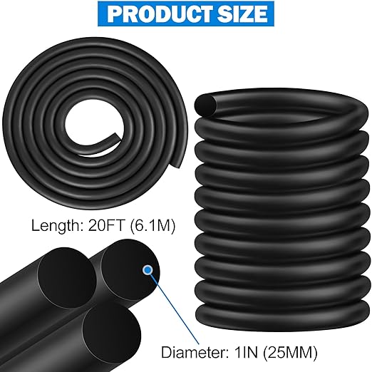 MYFAMIREA 20FT Backer Rod 1 Inch EPDM Rubber Caulk Saver Weather Strip Seal Concrete Expansion Joint Filler for Gaps and Joints, Black