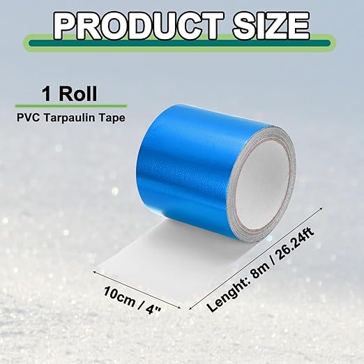 PATIKIL Awning Repair Tape 4" x 26ft Waterproof Canvas Tape High Adhesive Tear Repair Patch Kit for PVC Tarpaulin Tent Awning Fabric RV Sail Boat Cover, Blue