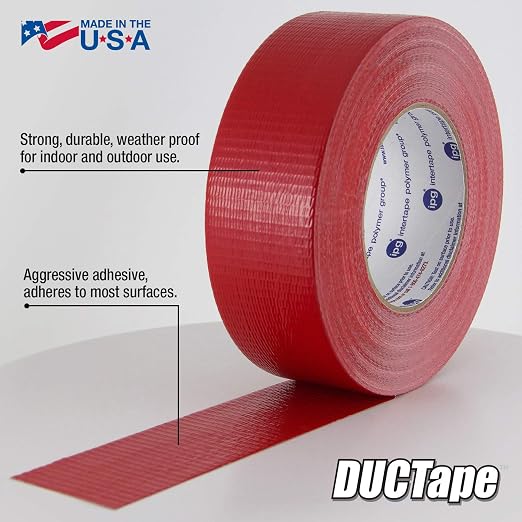 IPG JobSite DUCTape, Colored Duct Tape, 1.88" x 60 yd, Red (Single Roll)