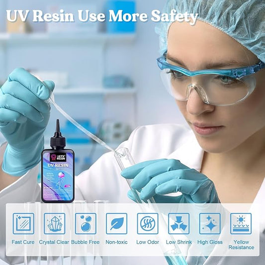 LET'S RESIN UV Resin, 300g Low Viscosity Crystal Clear Hard Type Resin Kit, Quick-Curing & Low Shrinkage Ultraviolet Epoxy Resin for Crafts, Casting, Silicone Molds