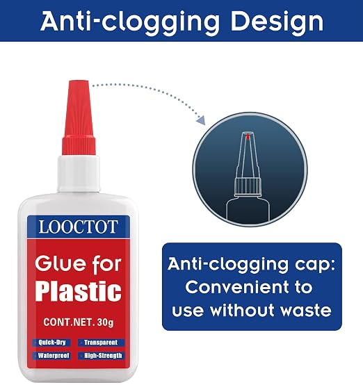 LOOCTOT 30g Plastic Glue,3D Printer Thin Glue,Adhesive for Legos&Miniatures,Toy Car,ABS,PVC;Super Instant Glue Bonding Between Plastics, Waterproof Clear
