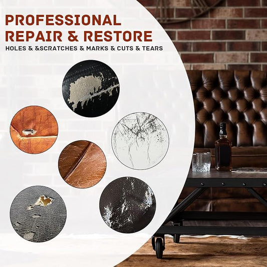 SEISSO Leather Repair Kit, Vinyl Repair Kit for Car Seats, Couches, Furniture, Jacket and Purse, Professional Leather Repair Paste with Glue Repair Tears & Burn Holes in Genuine or Faux Leather