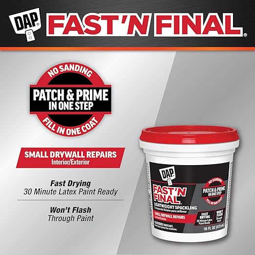 DAP Fast 'N Final Lightweight Spackling, White, 16 Oz (7079812141) (Pack of 6)