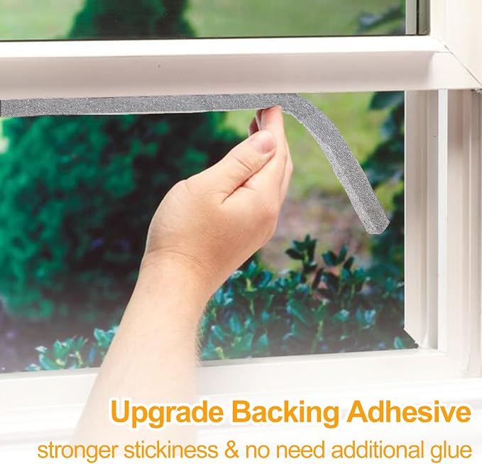 High Density Foam Tape Air Conditioner Window Seal, 1x1 Inch Thick Foam Stripe with Adhesive for Window AC Insulation, Weather Stripping for Doors and Windows Insulation, AC Foam Tape, Gray
