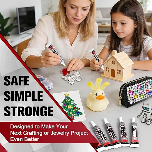 B7000 Bedazzling Glue (10 Pack, 15ml), Clear Rhinestone Jewelry Adhesive with Precision Tip for Crafts, Fabric, Clogs & Nail Art