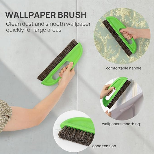 NEWISHTOOL Wallpaper Smoothing Tools, Wallpaper Tool Kit with Wallpaper Paste Brush, Smoother Squeegee, Felt Squeegee & Paper Cutter for Peel and Stick Contact Paper, Wallcovering, Vinyl Backsplash