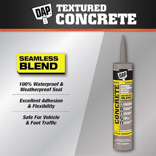 DAP Textured Concrete Premium Elastomeric Filler & Sealant, Gray, 10.1 Oz (7079808676)