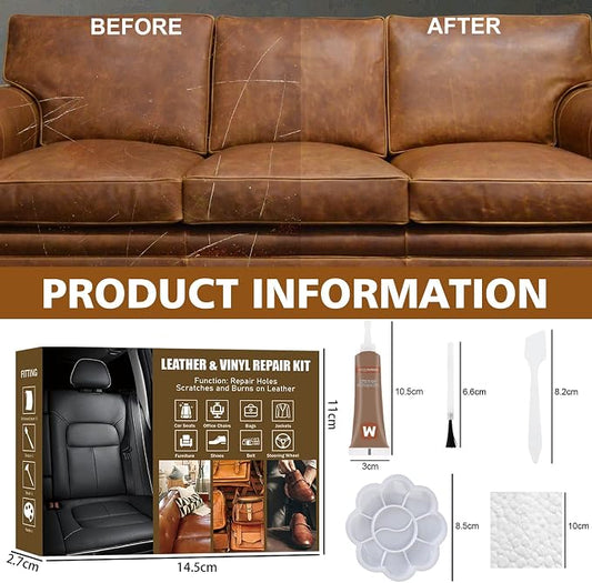 Ganbaro® Leather Repair Kit for Furniture, Leather Repair Paint Gel, Vinyl Repair Kit,Restorer of Scratch, Tears, Burn Holes, Leather Repair Gel for Sofa, Coats, Leather Jacket, Car Seat (7 Color)