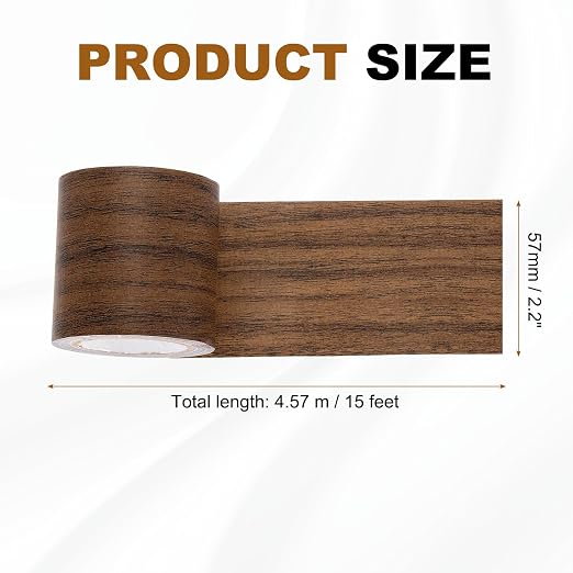 uxcell Wood Grain Repair Tape, 2.2" x 15ft Self Adhesive Wood Grain Colored Duct Tape Waterproof Repair Patch for Furniture Floor Scratch Fix, Baseboards, DIY Decor, Dark Brown