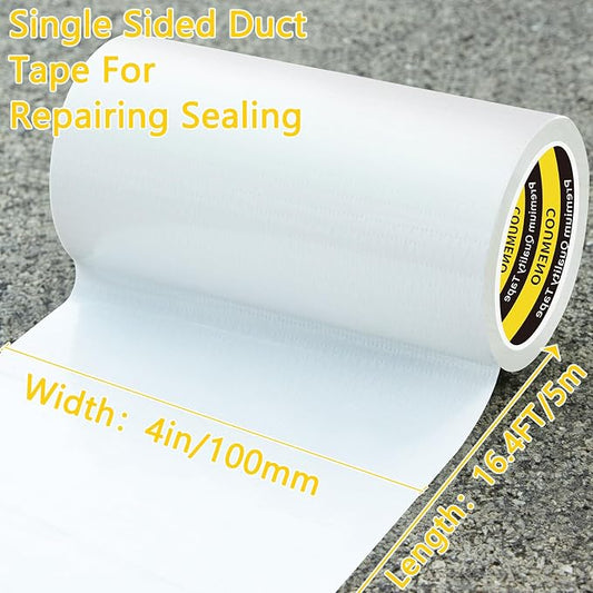 Duct Tape White, 4in x 16.4FT, Heavy Duty Industrial Grade Gaffer Tape 280μm, Waterproof Hand Tearable Repair Tape for Sealing, Bundling, Patching, Indoor & Outdoor Use