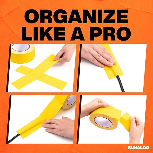 Gaffers Tape Heavy Duty, Easy to Rip, Residue-Free Professional Grade Floor Tape for Electrical Cords, Matte Finish Non Reflective, Weather Resistant (3, Yellow, 2" x 30 Yards)