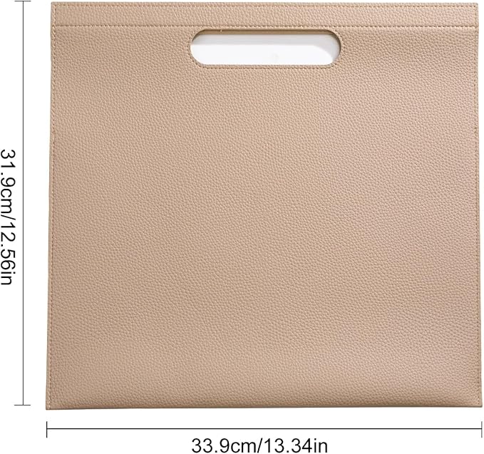 Premium PU Leather Waterproof File Folder & File Jackets & File Pockets Easy to Clean Document Organizer, Multi-Color Options, 13.34x12.56in, Ideal for Students & Professionals (Apricot)