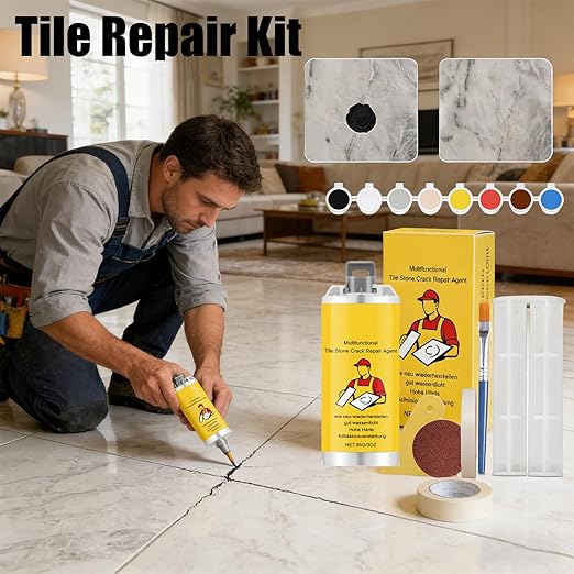 Quick-Drying Tile Repair Glue, Multifunctional Tile Stone Crack Repair Kit, Tile Repair kit for Ceramic Porcelain Floor Wall Tile Repair (1)