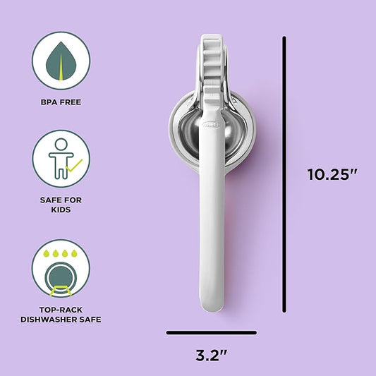 Chef'n FreshForce Lemon Squeezer Citrus Juicer, Manual Hand Press with Dual-Gear Power for Maximum Juice Extraction, Durable, Baking White