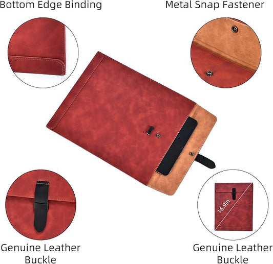 Brown PU Leather File Folder, Snap Closure File Organizer, Important Document Folder, Document Organizer, Laptop Sleeve Notebook Case, Leather Folder A4 Envelopes Filing Folder
