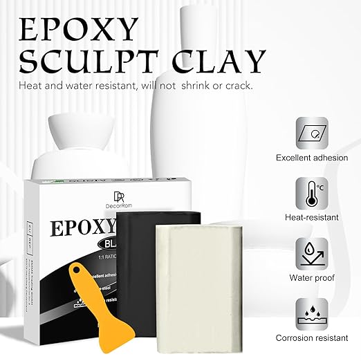 Epoxy Putty - 8oz / 227g Pool Putty, 2 in 1 Underwater or Above Fast Repair, Fix Leaks, Cracks, Filling, Sculpting - 2 Part Epoxy Sculpt Clay for Metal, Tile, Concrete, Plastic, Ceramics (Black)