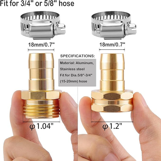 3 Set Garden Hose Repair Connector Kit with Clamps, Fit for 3/4" or 5/8" Garden Hose Fitting, Male and Female Hose Adapter, Water Hose Repair Kit