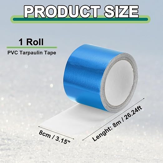 PATIKIL Awning Repair Tape 3-1/8" x 26ft Waterproof Canvas Tape High Adhesive Tear Repair Patch Kit for PVC Tarpaulin Tent Awning Fabric RV Sail Boat Cover, Blue