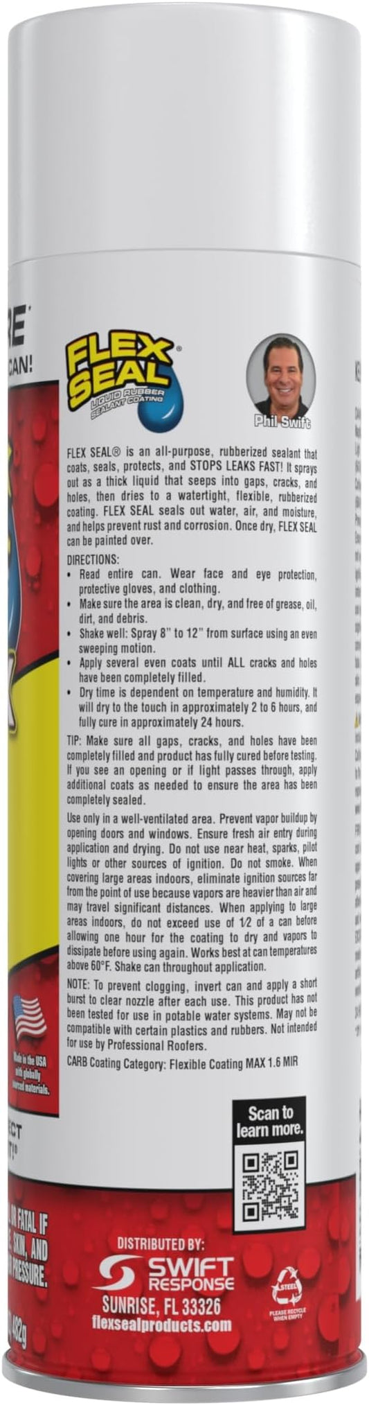 Flex Seal MAX, 17 oz, 1-Pack, White, Stop Leaks Instantly, Waterproof Rubber Spray On Sealant Coating, Perfect for Gutters, Wood, RV, Campers, Roof Repair, Skylights, Windows, and More