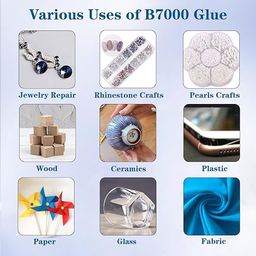 FITTDYHE B7000 Glue Clear with Precision Tip,50Ml B7000 Glue Clear for Rhinestones Glue for Crafts, Multipurpose Jewelry Glue for Fabric DIY Craft Makeup Shoes Jewelry Making Nail Art