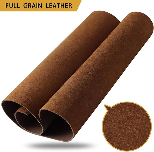 RingSun Genuine Leather Sheets for Crafts 6''X12'' Full Grain Leather Tooling Leather (2mm) Thick Cowhide Leather Pieces Square, Red Brown